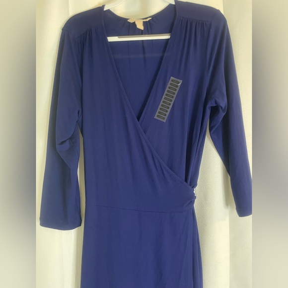 Banana Republic Blue Wrap Dress size large new without tags - Picture 5 of 6